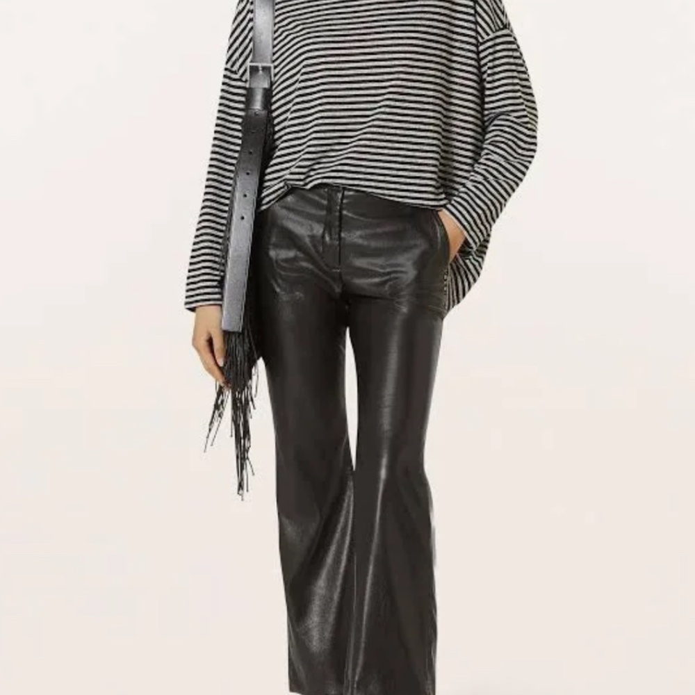 AllSaints Rita Relaxed Fit Striped T-Shirt Black/White – Size M